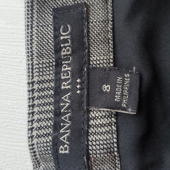 Banana Republic Black and White Micrk Check Plaid Faux Wrap Pencil Skirt 8 - Picture 6 of 9